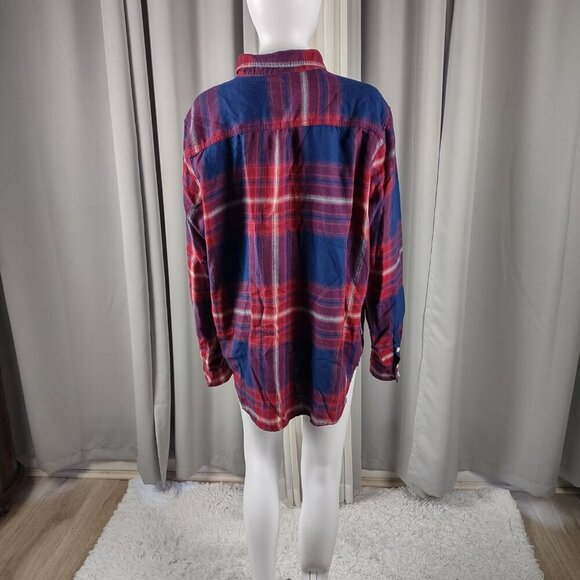 Mossimo Supply Co Blue Red Plaid Cotton Blend Flannel Button Down Shirt Size XXL - Picture 4 of 13